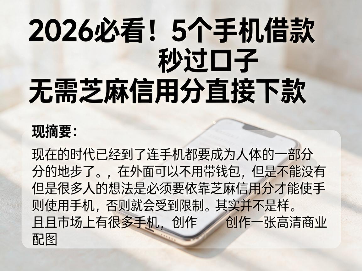 2026必看！5个手机借款秒过口子，无需芝麻信用分直接下款