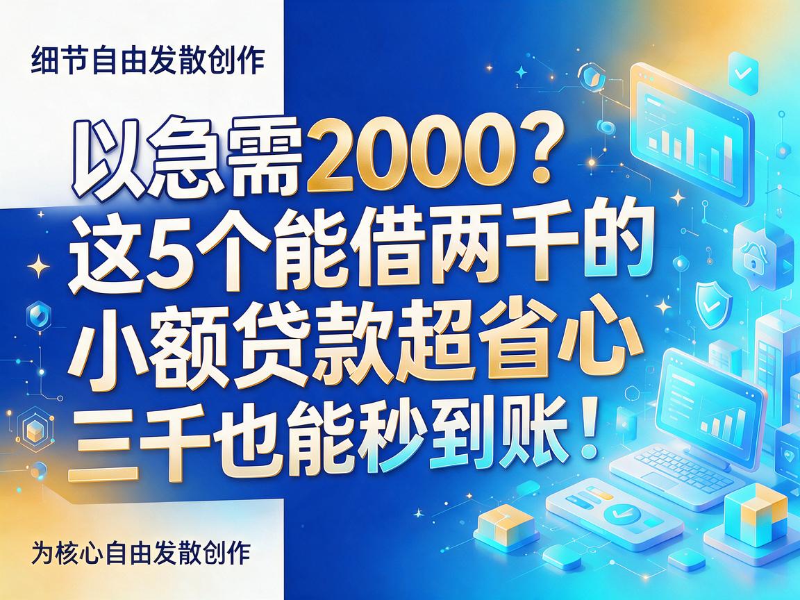 急需2000?这5个能借两千的小额贷款超省心,三千也能秒到账!