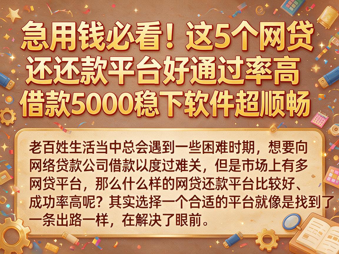 急用钱必看！这5个网贷还款平台好通过率高，借款5000稳下软件超顺畅
