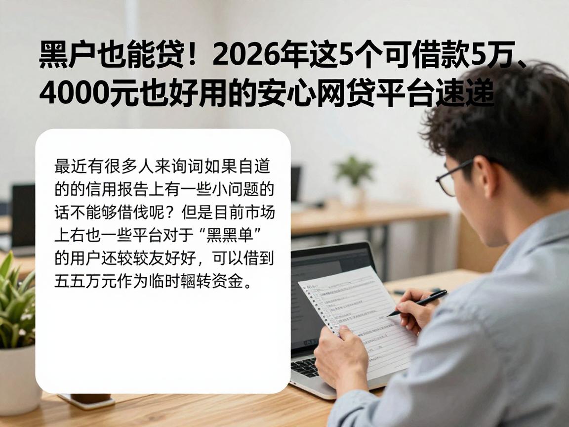 黑户也能贷！2026年这5个可借款5万、4000元也好用的安心网贷平台速递