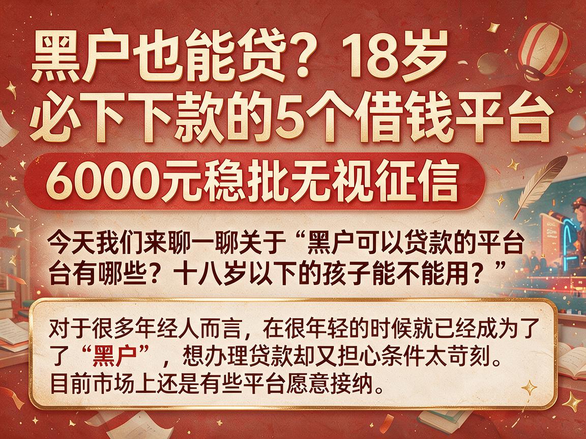 黑户也能贷？18岁必下款的5个借钱平台，6000元稳批无视征信