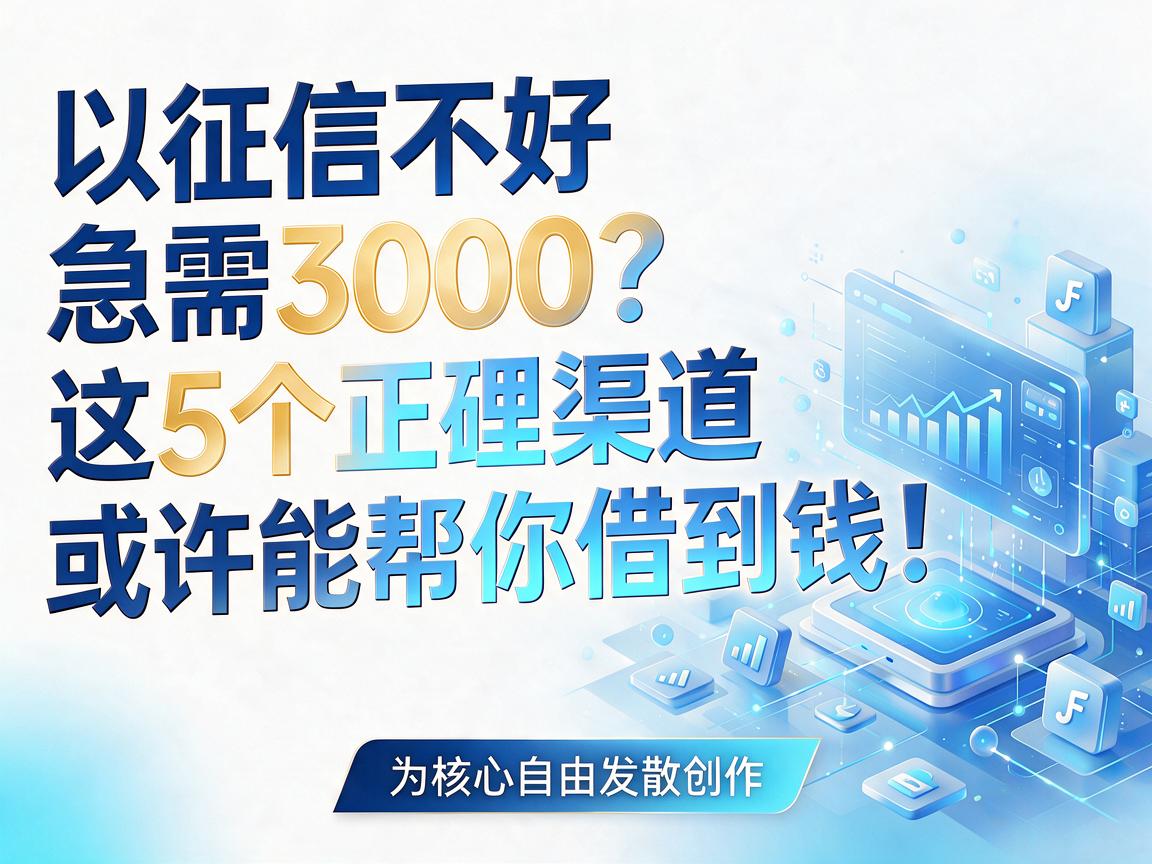 征信不好急需3000？这5个正规渠道或许能帮你借到钱！