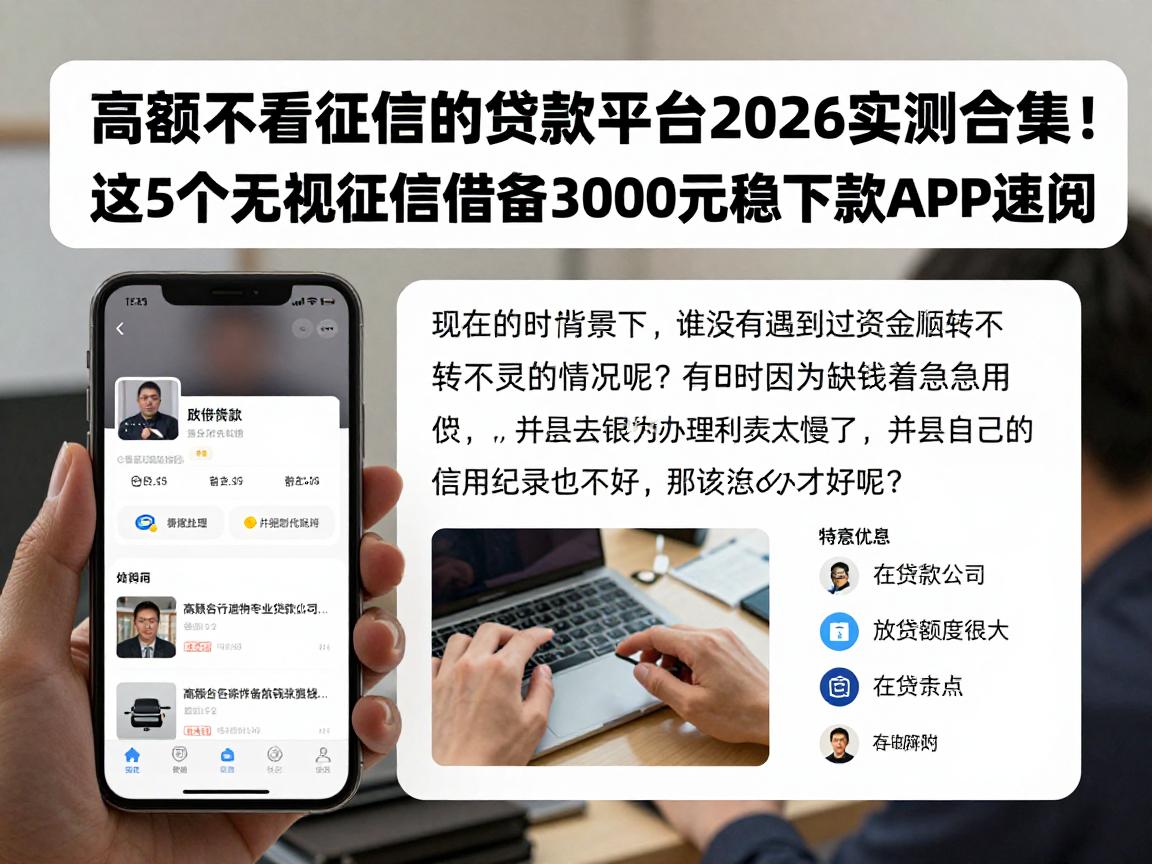高额不看征信的贷款平台2026实测合集!这5个无视征信借钱3000元稳下款APP速阅