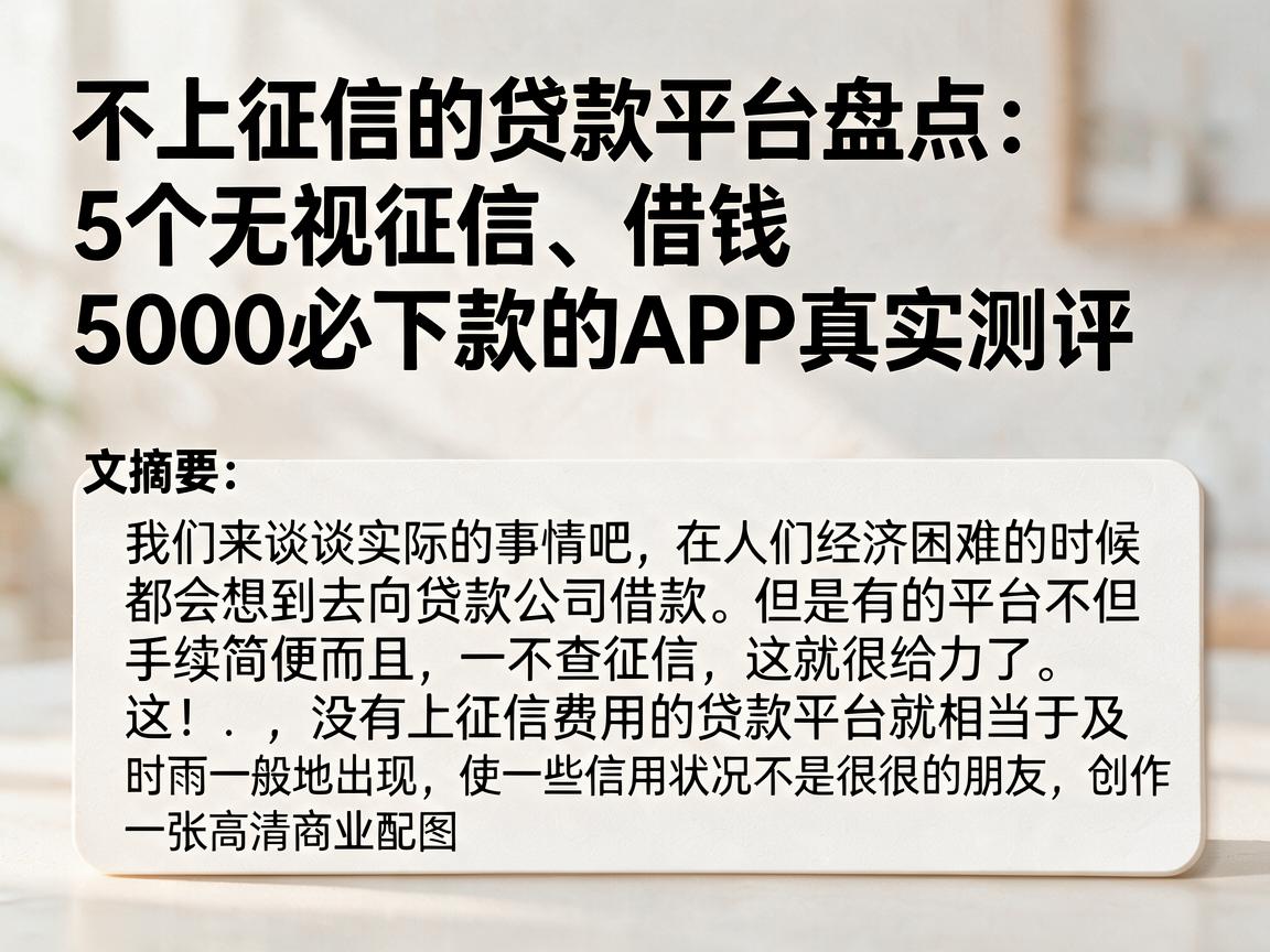 不上征信的贷款平台盘点:5个无视征信、借钱5000必下款的APP真实测评