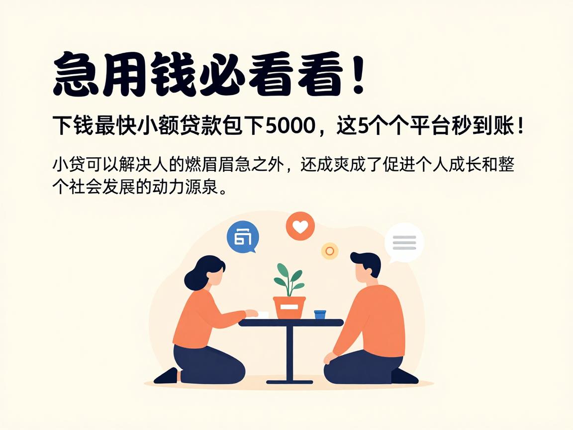 急用钱必看！下钱最快的小额贷款包下5000，这5个平台秒到账！