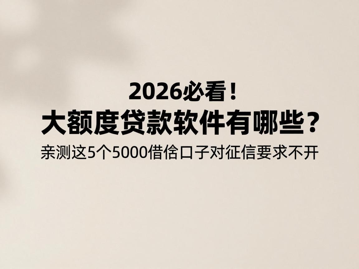 2026必看!大额度贷款软件有哪些?亲测这5个5000借款口子对征信要求不高